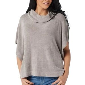 Barefoot Dreams CozyChic Ultra Lite Cowl Neck Poncho Sweater Beach Rock Size S/M